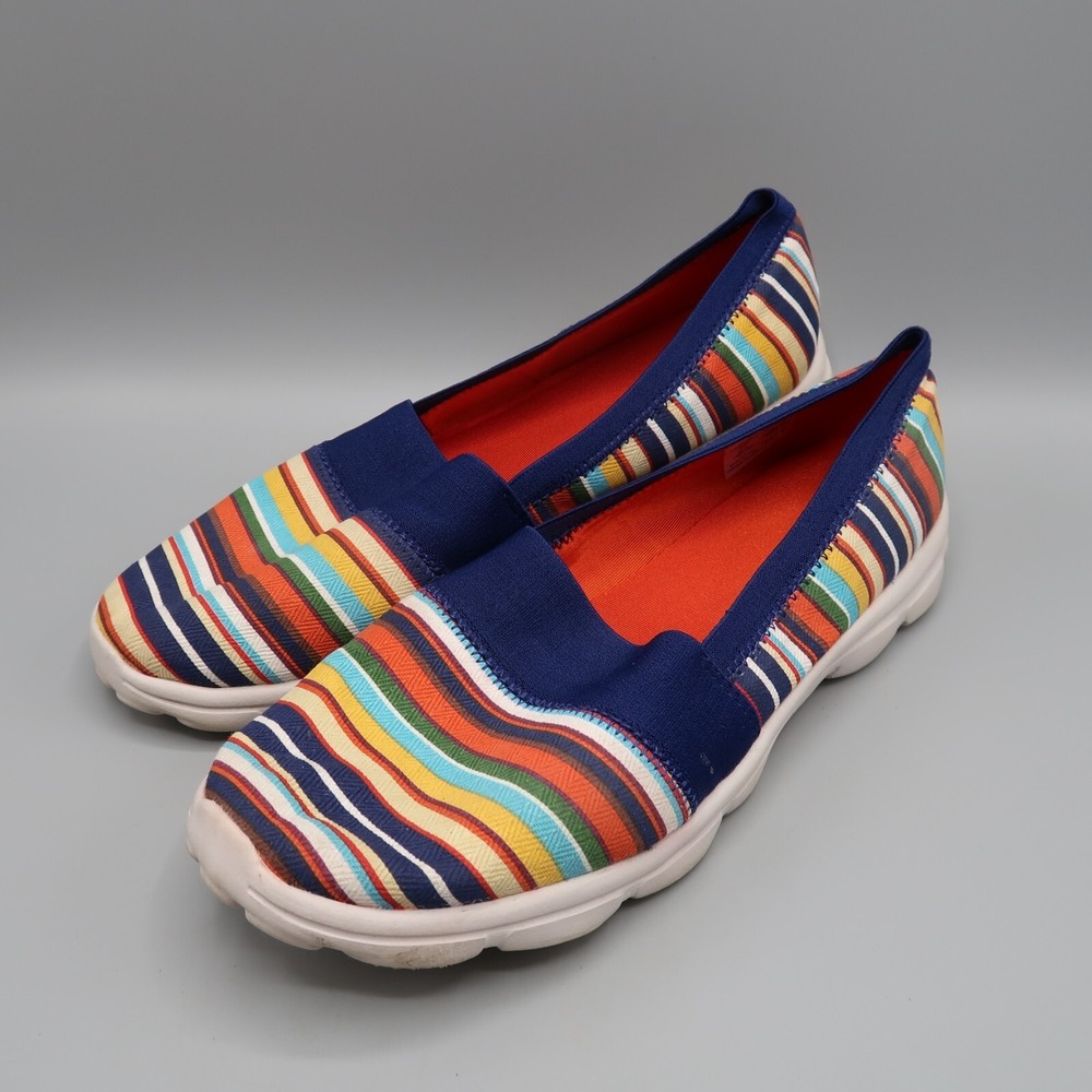 Lands End Womens Shoes Slip-on Loafers 9 B striped Canvas Multicolor